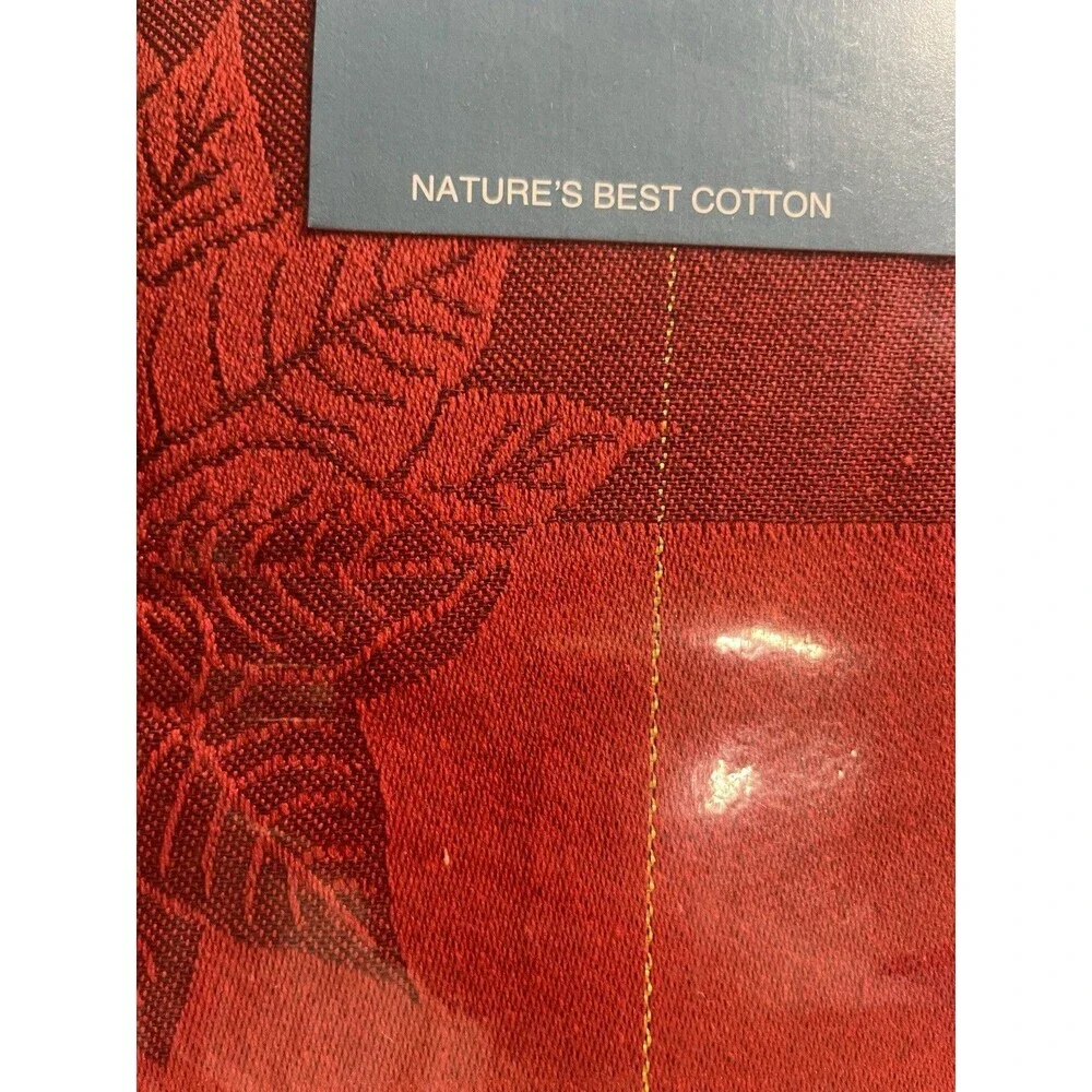 Cottage Classic Linens Poinsettia Square Jacquard 60” Round Red Tablecloth
